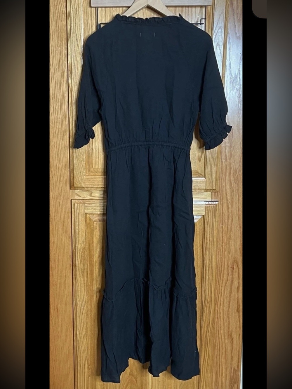 NEW Outerknown Midi Dress Women’s Small Black Peasant Cottagecore Eco Organic - Picture 2 of 10
